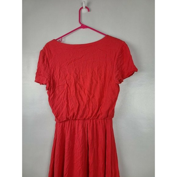 Wayf Red Short Sleeve Fit & Flare Midi Dress Sz S - Picture 3 of 7
